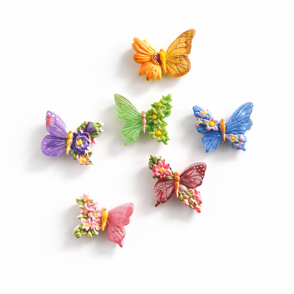 6 Piece - Butterfly Magnetic Refrigerator Sticker - Multicolour