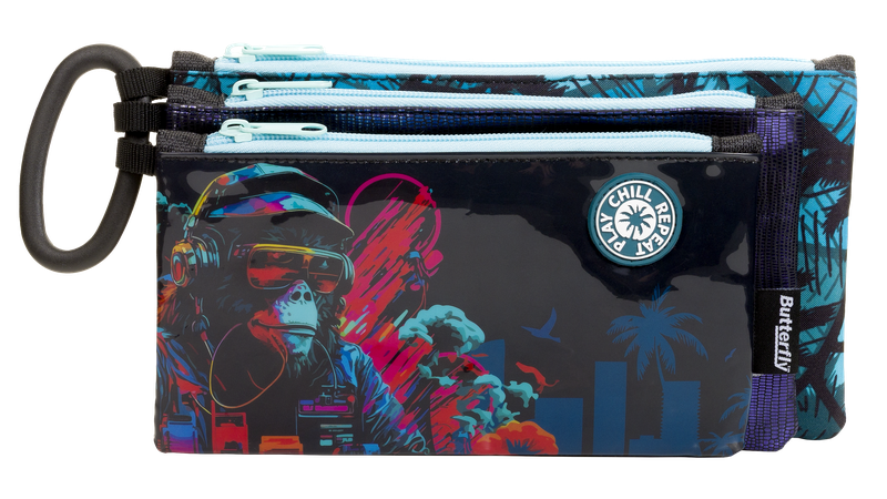 Pencil Case - 3 Compartment (Play Chill Repeat)