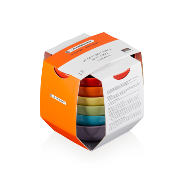 Le Creuset - Rainbow Stoneware Cereal Bowls - Set of 6