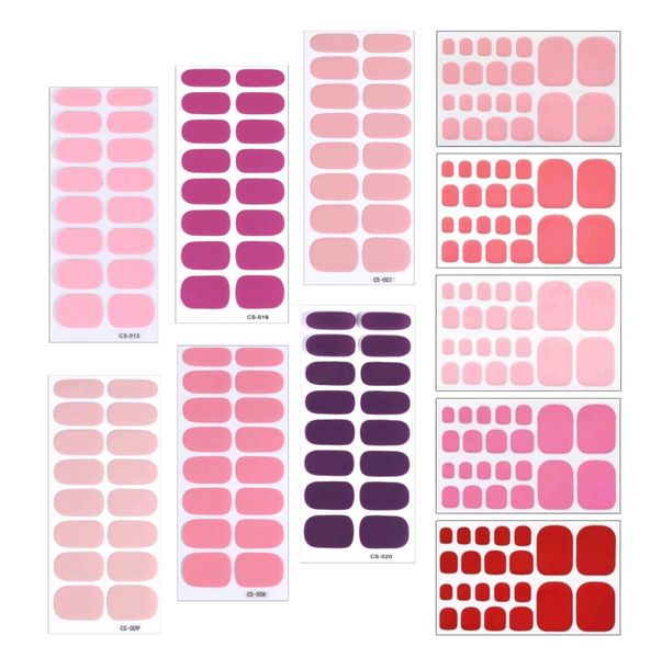 Set of 11 Nail Decals Includes 6 Nail &amp; 5 Toenail Pink Sets - DIY Nail Art