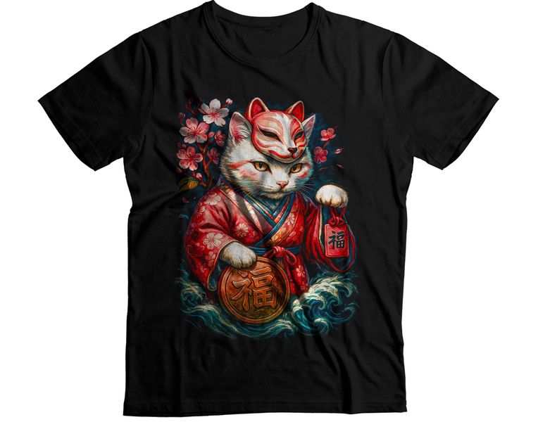 Lucky Maneki Neko Cat Graphic T-Shirt
