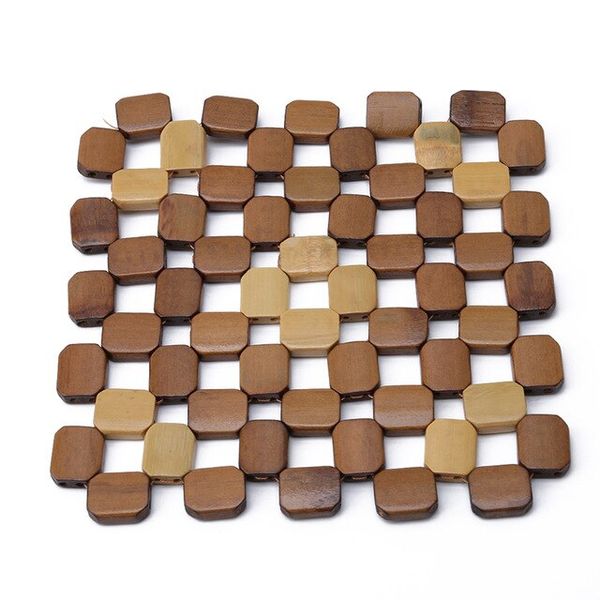 4 Bamboo Placemats Anti-Slip Heat Insulation Table Mats Flower Pattern - B