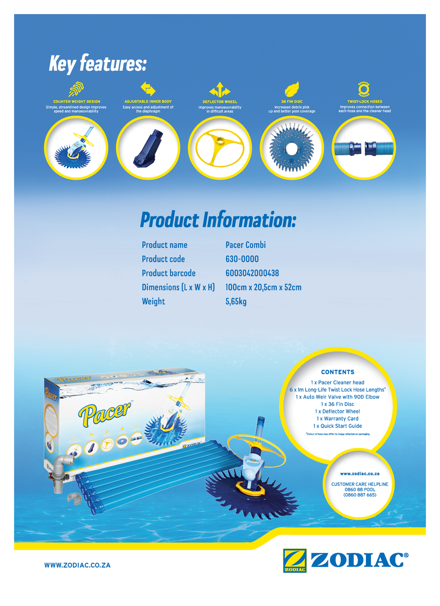 Zodiac Pacer Pool Cleaner Combi Pack