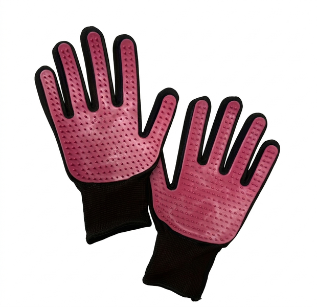 Silicon Pet Grooming and Dog Shedding Gloves Pink