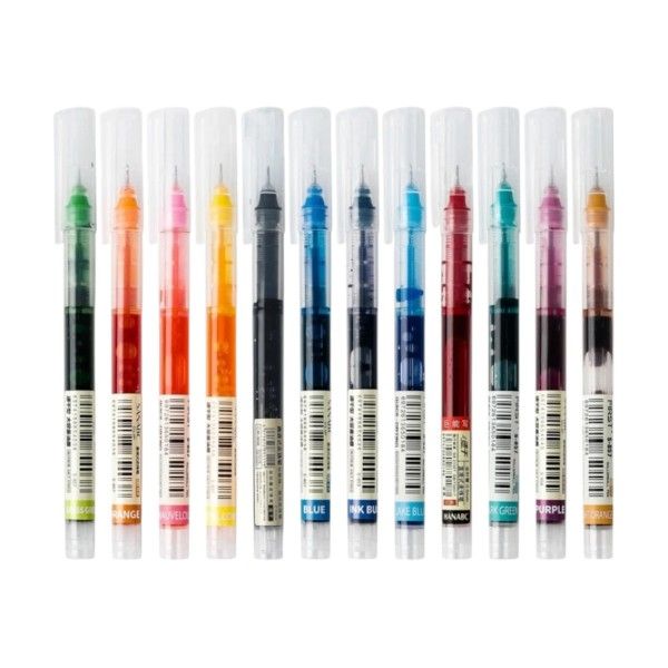 12 Piece - Quick Drying Fountain Pens With Large Ink Capacity - Multicolor
