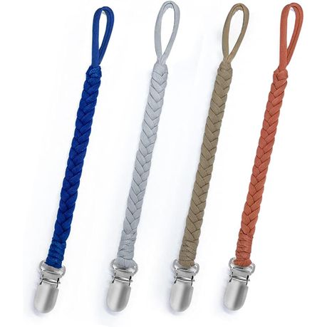 Baby Pacifier Clips for Girls and Boys 4 Pack,100% Handmade Braided Image