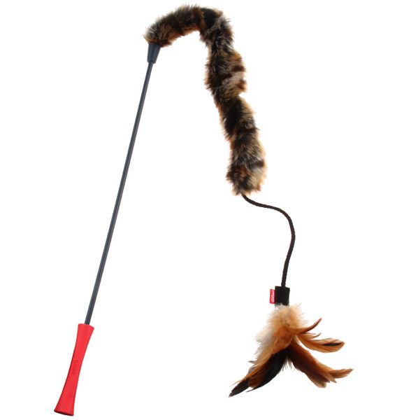 UrbanPets - Cat Natural Feather Toy Interactive Cat Teaser Wand Plush Tail