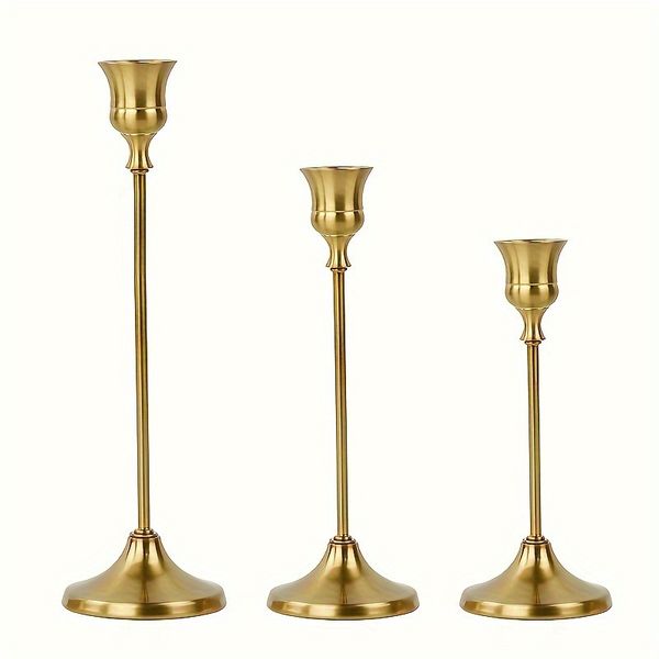 Decor Vintage Candlestick Holders For Wedding Anniversary Decoration - 3 Pieces