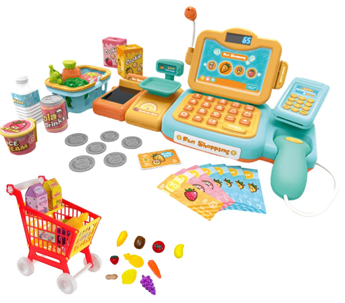 Pretend Play Calculator Cash Register Toy-40 Piece Toy set Pretend ...