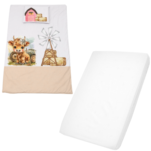 Cot Duvet Cover &amp; Waterproof Fitted Sheet 1170x560mm - Plaas Nooi