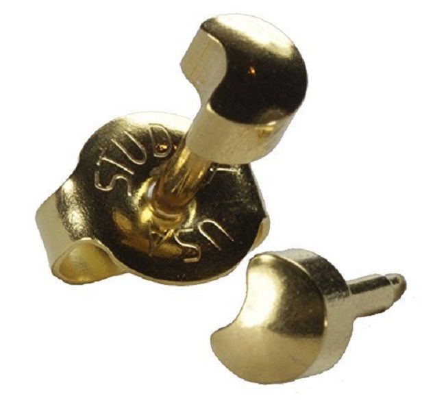 Virtucon 24kt Gold Plated Surgical Steel Stud Earring Crecent Moon Set