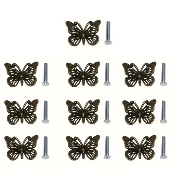 Tool DIY 10pcs Butterfly Drawer Handles Zinc Alloy Cabinet Pulls (3cm)