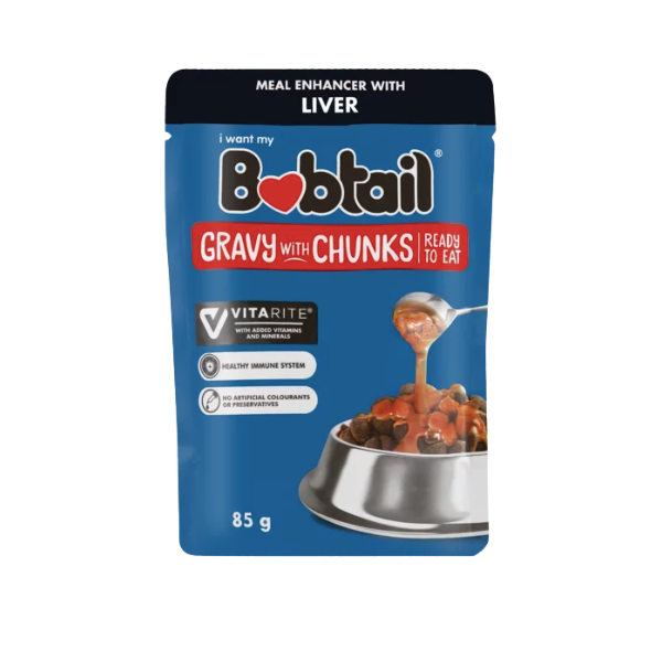 Bobtail- Liver Flavour Gravy With Chunks Meal Enhancer 85g x 12