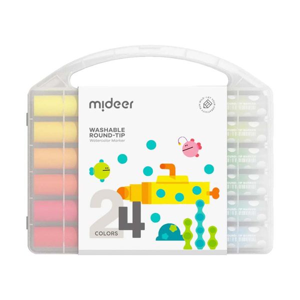 Mideer Round Tip Washable Markers: 24 Colours