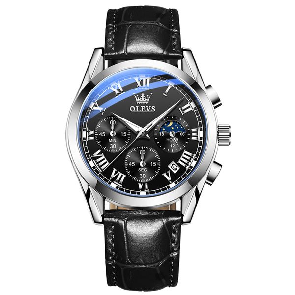 Waterproof Luminous Men's Watch Automatic Quartz Movement Leather Strap