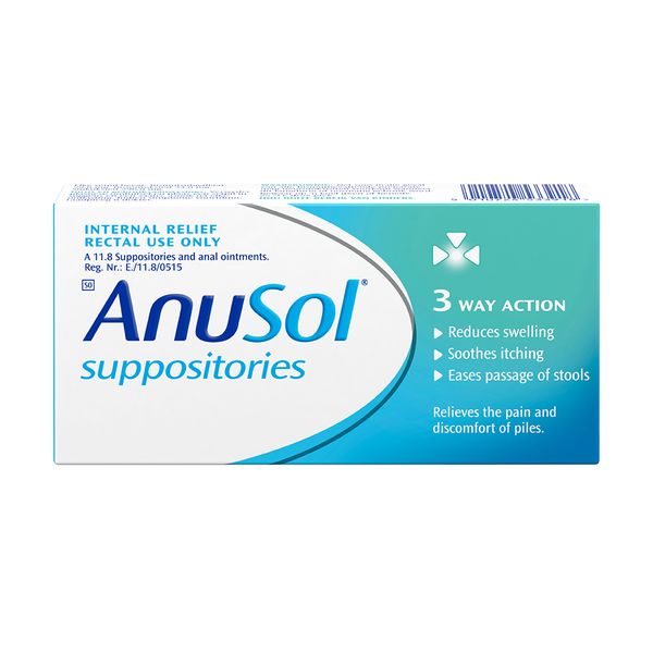 AnuSol Haemorrhoids Suppositories 12s, For Relief From Piles.