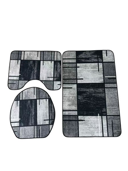 3 Piece Bathroom Toilet Seat &amp; Floor Mats Set