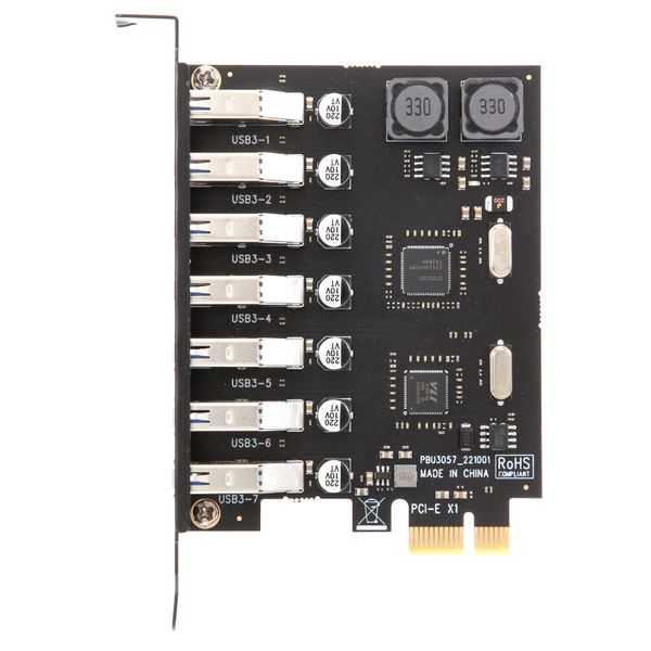 USB 3.0 PCI-E Expansion Card Adapter 7 Ports Hub Adapter for Desktop
