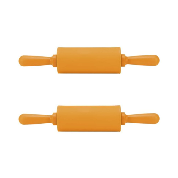 2 Pcs Mini Silicone Non-Stick Pastry Dough Roller- Orange