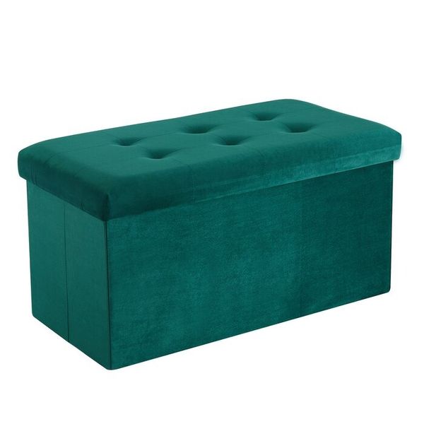 Quinnes Storage Ottoman in Grey Velvet