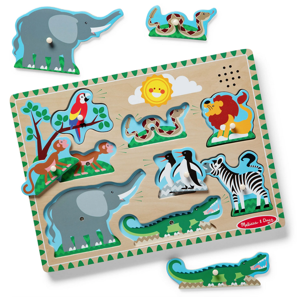 Melissa &amp; Doug Zoo Animals Wooden Sound Puzzle (8 Piece)