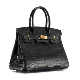 Luxury Ladies Crocodile Tote Design Leather Handbag with Gold Locket ...