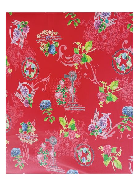 Red Vinyl Tablecloth Flowers/Windmill - 6-8 Seater - 137x240cm