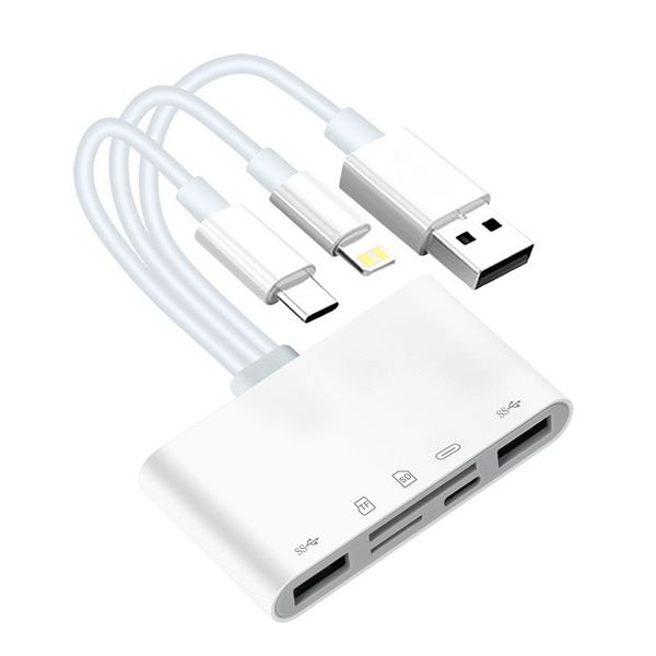 5-in-1 USB C OTG Card Reader, Universal Compatible with SD/TF Slots