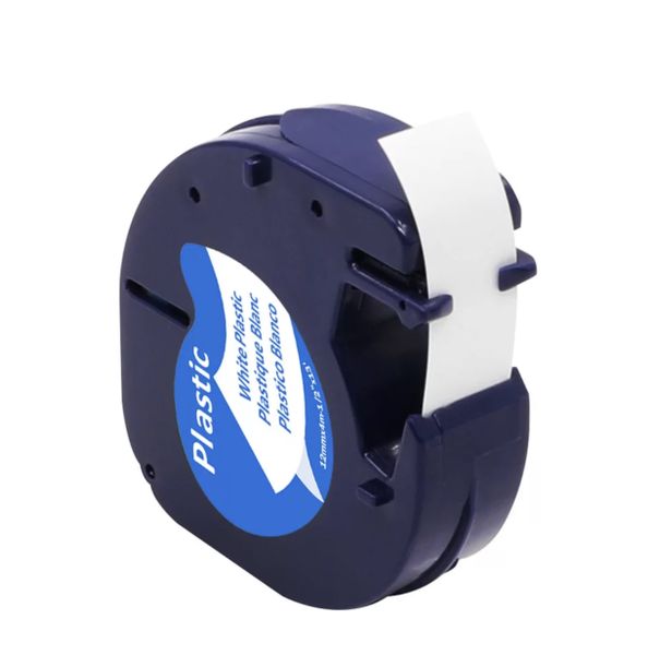 Unistar Dymo LetraTag 12mm x 4m Black on White Plastic Tape Cassette