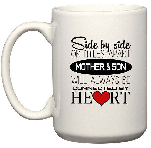 Mother and Son Will Always Be Connected By Heart Gift Coffee Mug