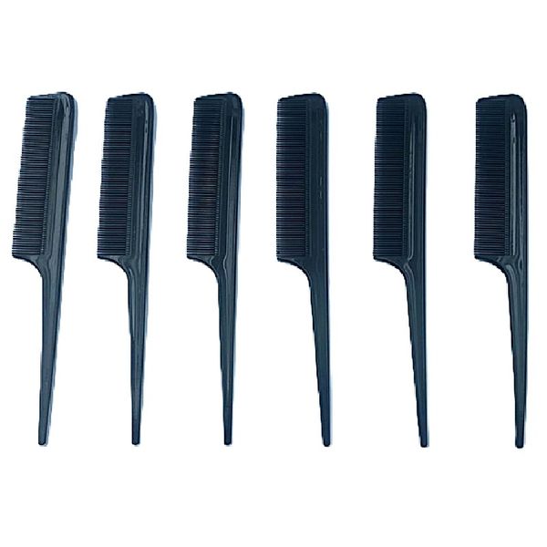 Plastic Bristle Tail Comb for Styling, Finishing &amp; Sectioning, Bulk Set 6pk