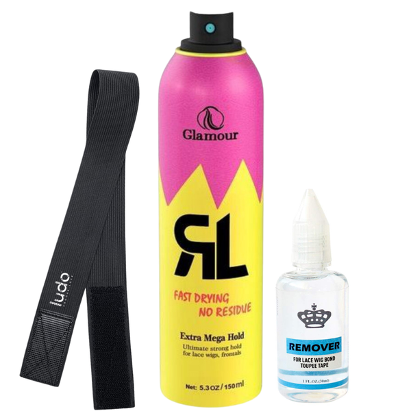 Adjustable Edge Band, Glamour Extra Hold Freeze Spray &amp; Wig Glue Remover