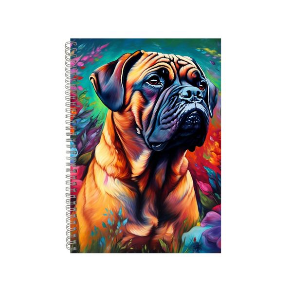 Sitting Bullmastiff Orchids Neon Notebook Gift Idea A4 Notepad Pad 76