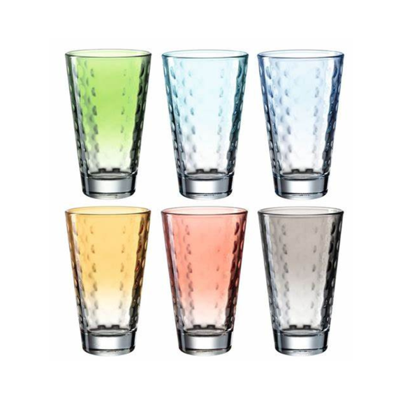 Leonardo Optic Hydroglaze Drinking Glasses - Set of 6 300ml - Pastel