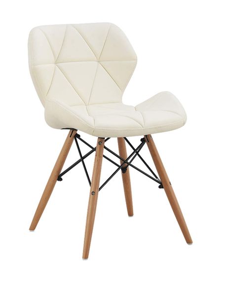 Faux Leather Butterfly Design Ergonomic Dining Chair - Off-White