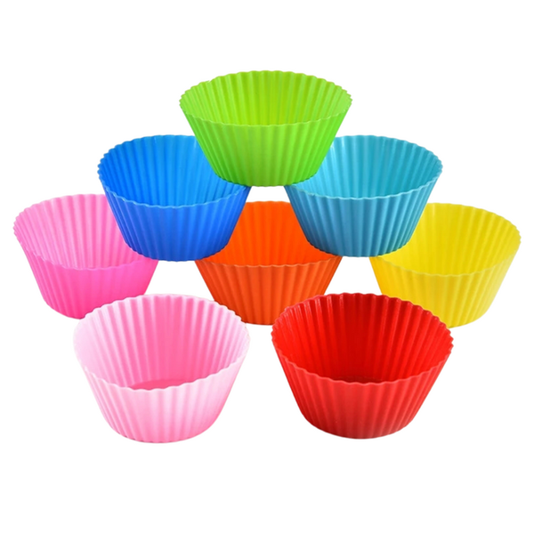 Multicoloured Silicone Cupcake Moulds / Baking Cases - 12 Piece