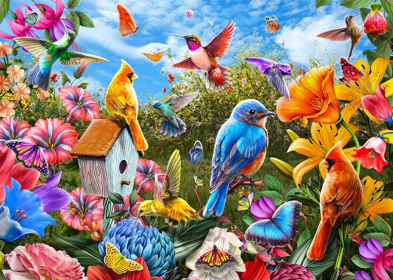 1000-Piece Bird Song and Flower Fragrance Decompression Puzzle 1 Piece