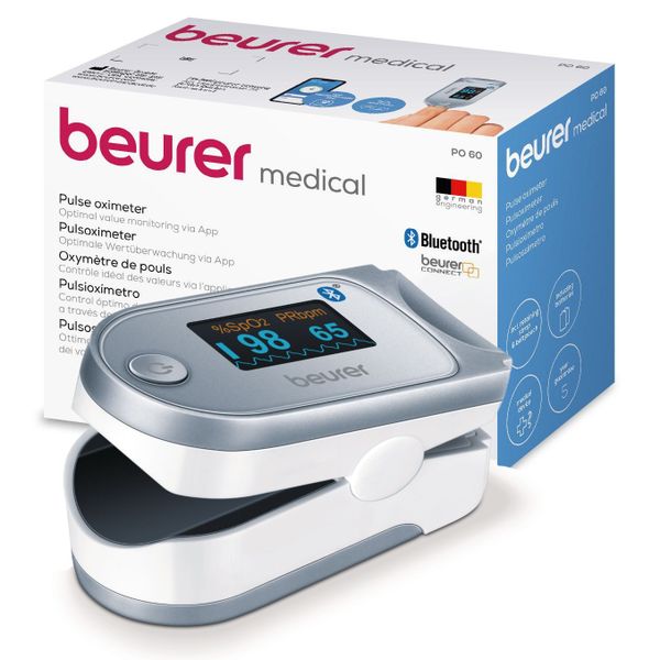 Beurer Pulse Oximeter: Oxygen Saturation Level, Pulse: Bluetooth, App PO 60