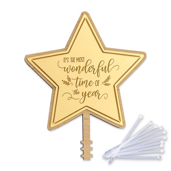 Wonderful Time Of The Year Engraved Christmas Tree Star Topper