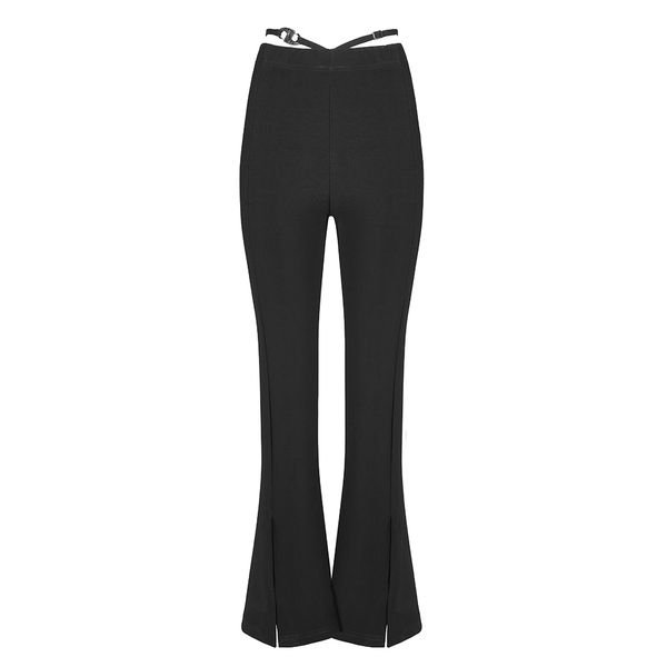 PUNK RAVE Women Micro Flare Pants With V-Shaped Decorative Strap