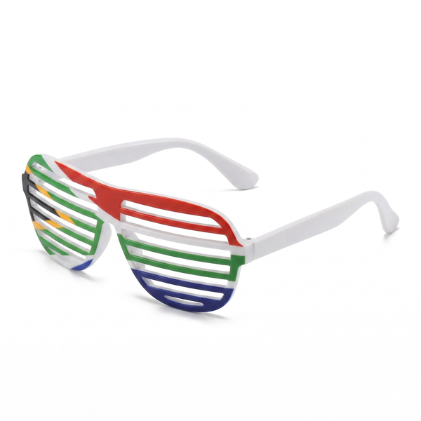 South Africa Flag Shutter Shades - White Novelty Party Glasses