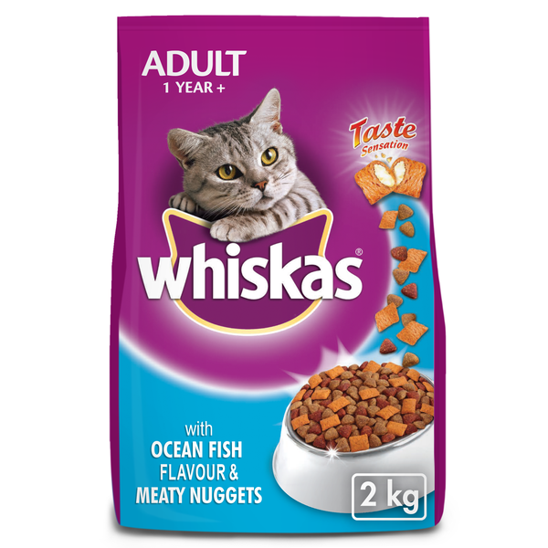 Whiskas Dry Cat Food for Adult Cats with Ocean Fish Flavour