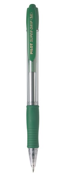 Pilot BPGP-10RM Supergrip Retractable Medium Ballpoint - Box of 12 - Green