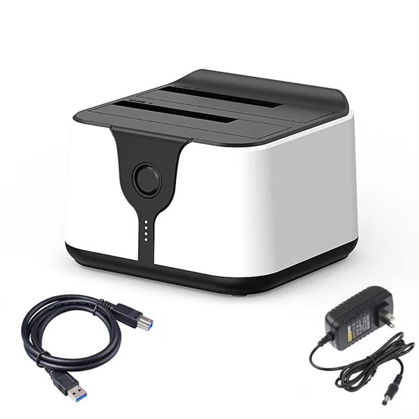 Dual Bay HDD Docking Station One Click Offline Clone US Plug