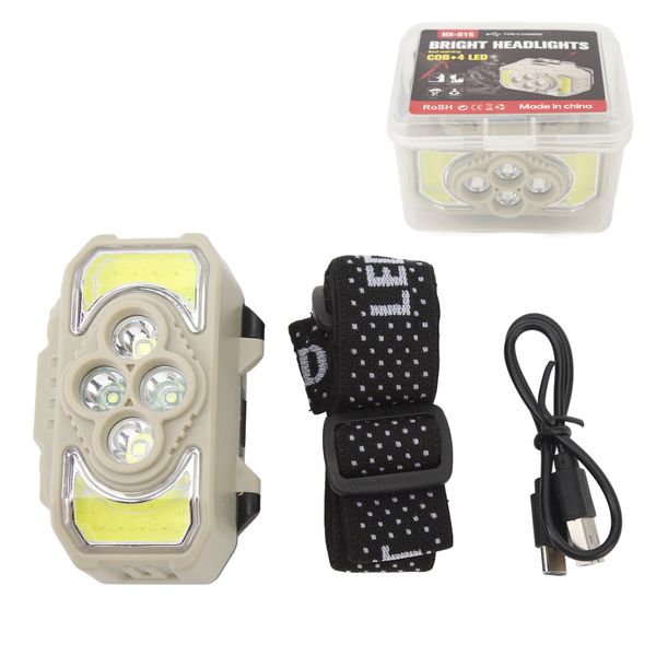 COB LED Headlamp Lightweight Power Display For Camping