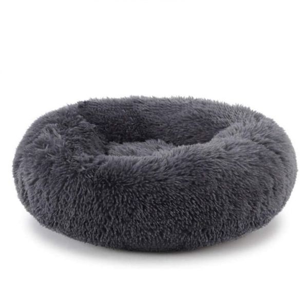 UrbanPets - Premium Fluffy Dense Plush Cat and Dog Round Cuddle Calming Bed