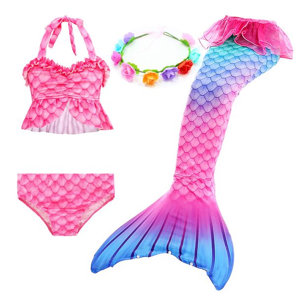 4 piece Mermaid Tails for Swimming Bathing Suit Princess Sets Cosplay Girls