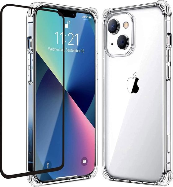 World Choice Clear Pouch &amp; 9D Tempered Glass Compatible with iPhone 13 Mini