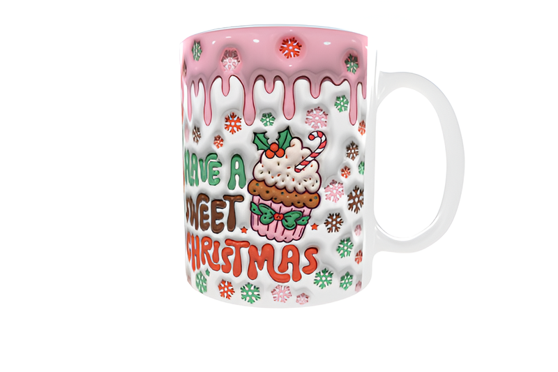 Have a Sweet Christmas Cupcake Mug 325ml Ceramic - Pink Drip Design