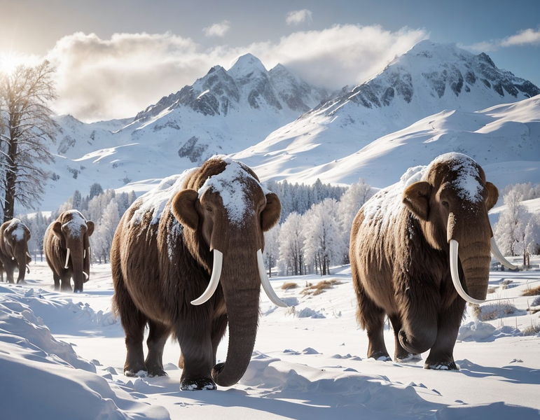 Canvas Wall Art Decor - Ancient Mammoths Artwork